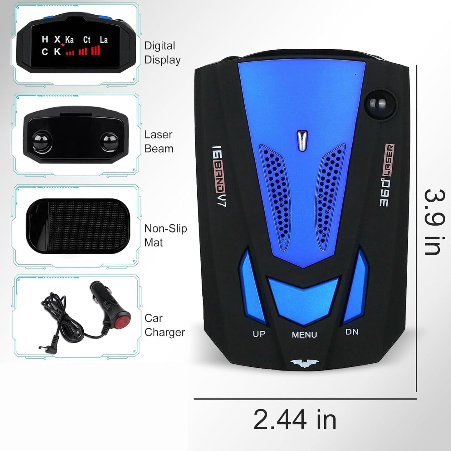 360 Degree Car 16 Band V7 GPS Speed Safety Radar Detector Voice Alert Laser Lot