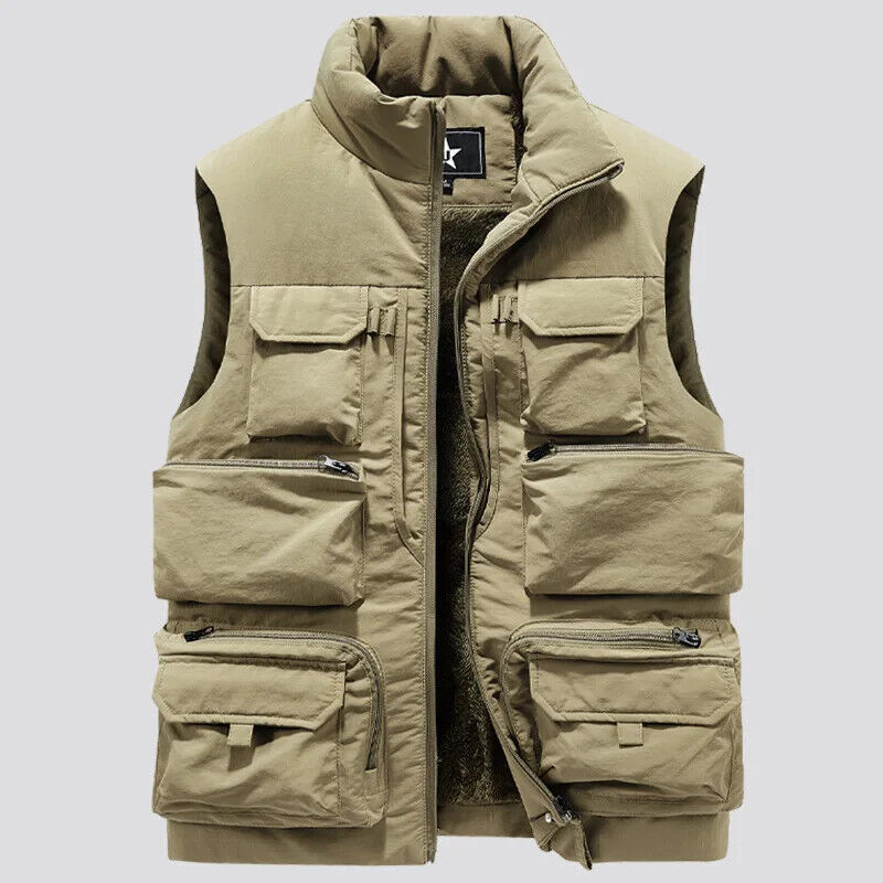 Men's Vest Coat Sleeveless Jacket Waistcoat Workwear Tops Cargo Vest Windbreaker