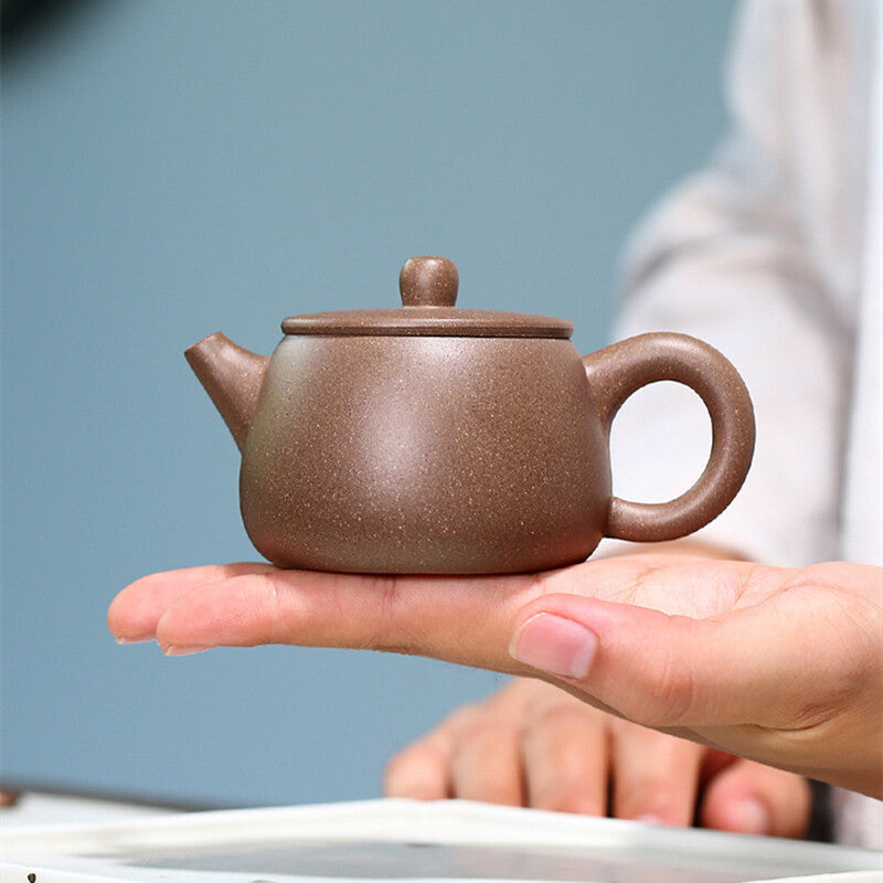 Tea Pot Duan Clay Marked Yixing Zisha Pot Ball Shaped Infuser Holes Big Mouth