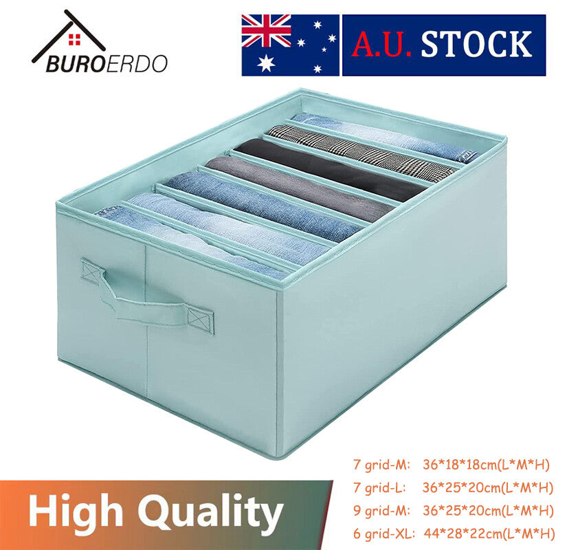 6/7/9 Grids Storage Bag Clothes Jeans Pants Drawer Organizer Wardrobe Boxes AU