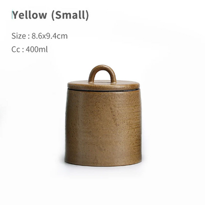 Coarse Pottery Ceramic Tea Canisters Tea Jar Storage for Tea