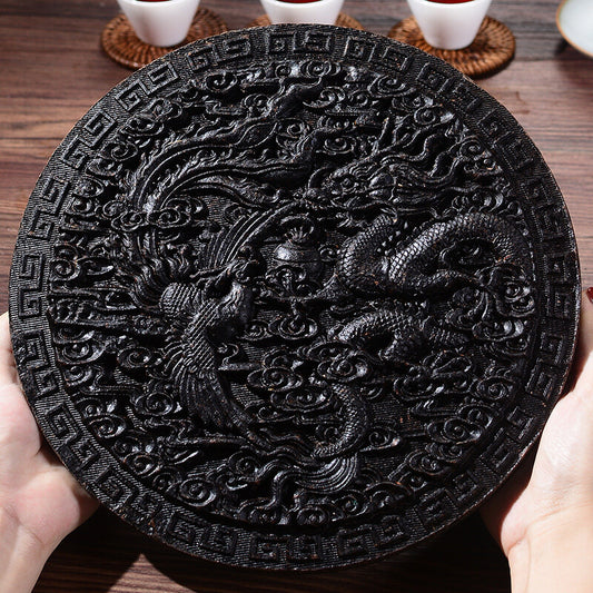 Dragon Phenix Big Red Robe Tea Aged Wuyi Mountains Da Hong Pao Black Tea Cake
