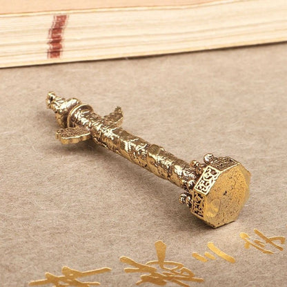2PCS Brass Huabiao Column Ornament Dragon Pillar Chinese Style Desktop Decor