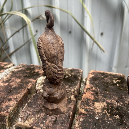 White Qi Nan Agarwood Crane Figurine 7.48in Longevity Decor