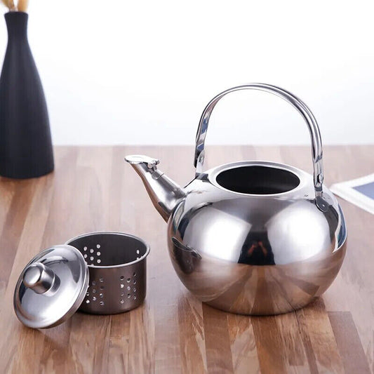 Whistling Tea Kettle W/Strainer Stainless Steel Portable Gas Stove Teapot 1.5-2L