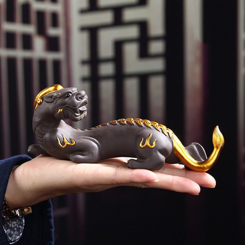 Chinese Yixing Zisha Pottery Tea Pet Purple Clay Pixiu Beast Animal Statue