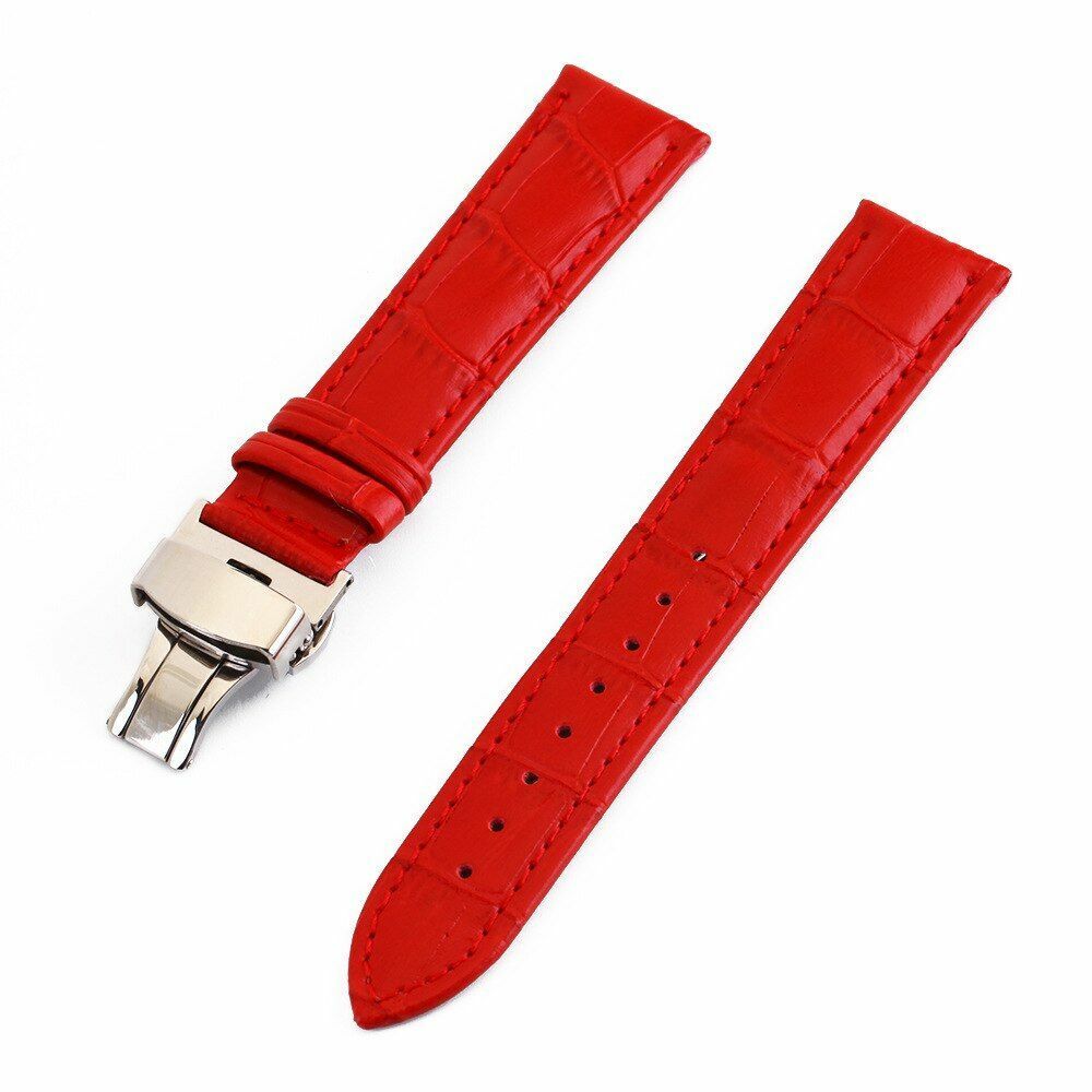 Crocodile Genuine Leather Watch Bands 12mm~24mm Wristwatch Butterfly Clasp Strap