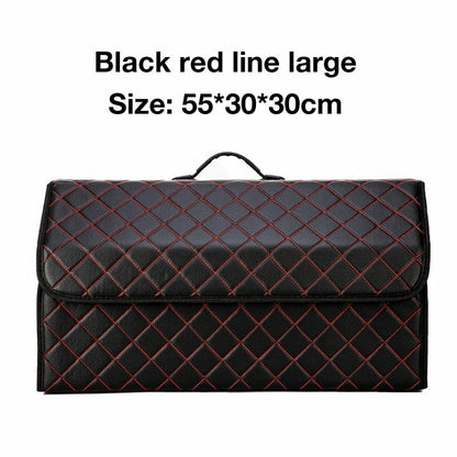 Car Trunk Storage Organizer Bag PU Leather Box Folding Stowing Tidying SUV Broad