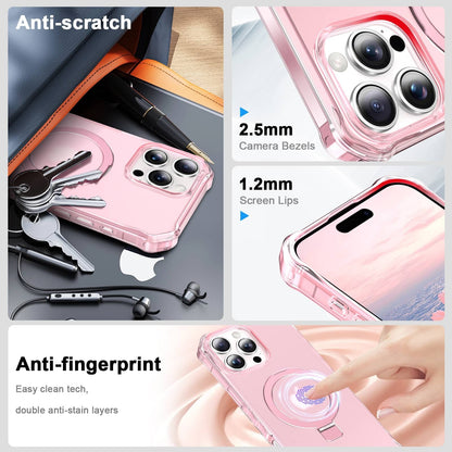 Magnetic Case for iPhone 16 15 14 13 Pro Max with O-Ring Stand Mag-Safe Cover