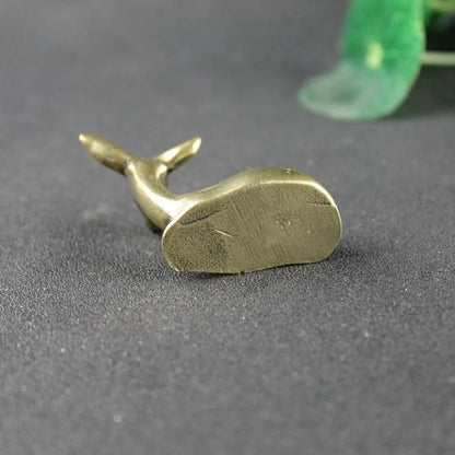 Pure Copper Lying Sika Deer Figurines Miniatures Small Desktop Ornament