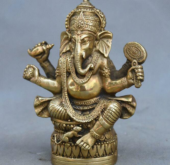 Copper Statue Tibetan Buddhism Brass Ganesha Ganapati Ganesh Lord God Elephant B