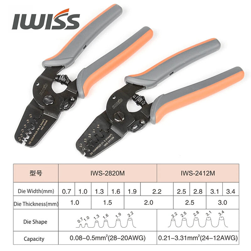 IWISS Terminals Crimping Tools IWS-2412M IWS-2820M for Crimp AWG24-12 AWG28-20