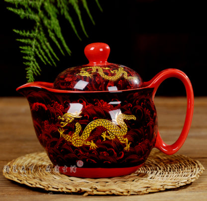 NEW Chinese Dragon Ceramic Porcelain Tea Cup Coffee Mug with Infuser&lid&saucer