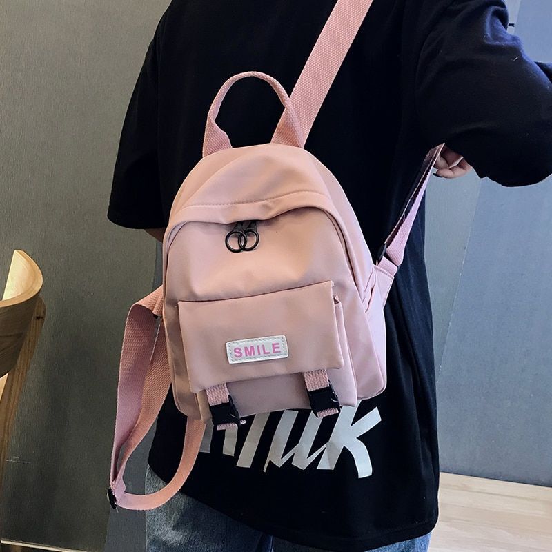 Waterproof Backpack Trendy Women Fashion Shoulder Bag Small Nylon School Bag 1PC