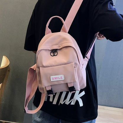 Waterproof Backpack Trendy Women Fashion Shoulder Bag Small Nylon School Bag 1PC