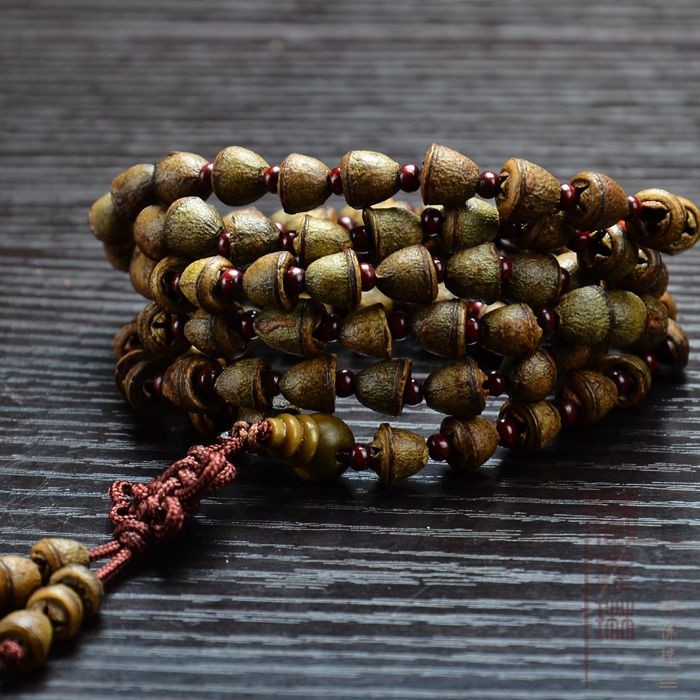 Natural Small Golden Bell Bodhi 8mm 108 Beads Mala Bracelet