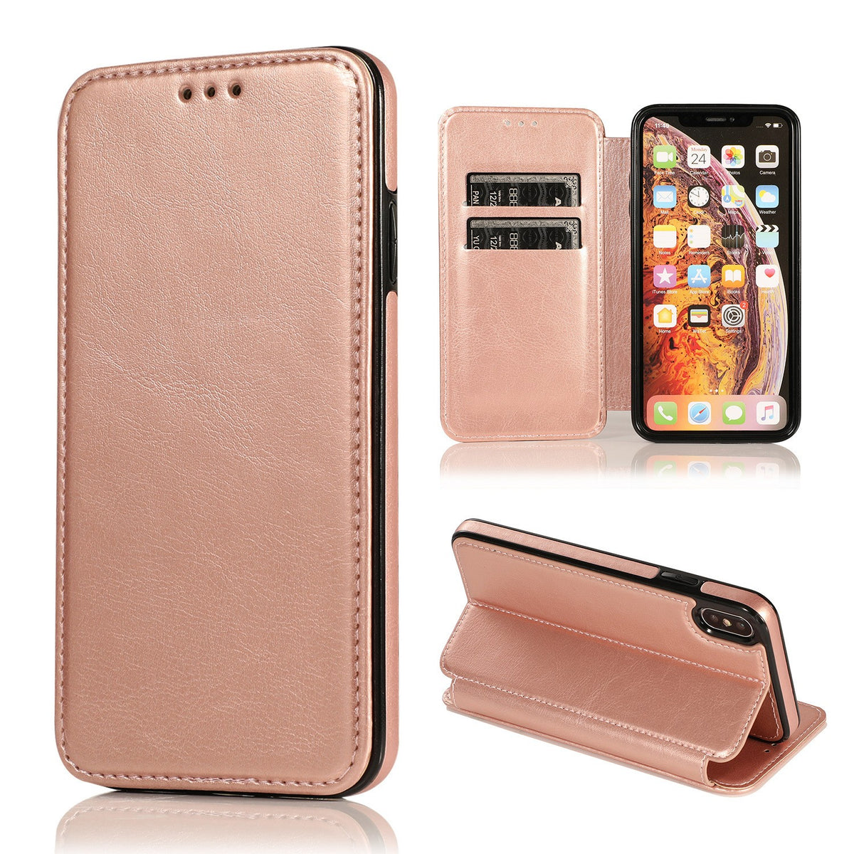 Wallet PU Leather Flip Phone Case for iPhone 17 Plus Pro Max Air/16/15/Samsung
