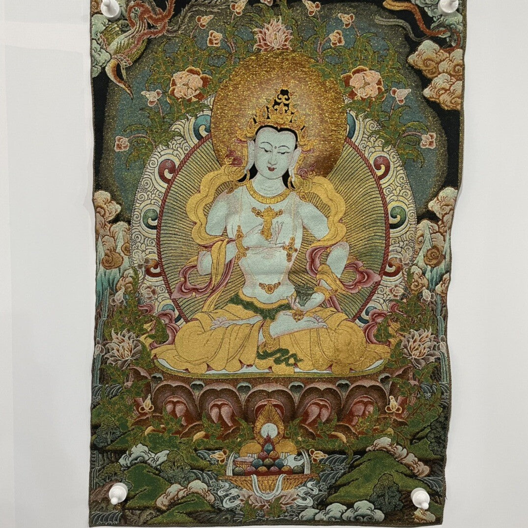 35" Decor tibet Silk Cloth Embroidery Buddhism Vajrasattva tangka Mural Tapestry
