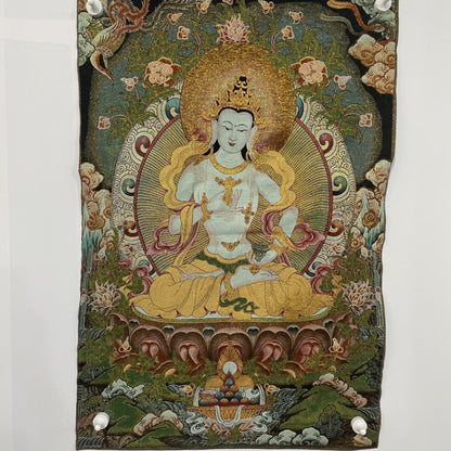 35" Decor tibet Silk Cloth Embroidery Buddhism Vajrasattva tangka Mural Tapestry