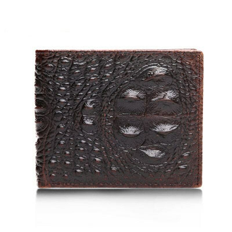 Men's Genuine Leather Wallet Bag Card&ID Clamps Purse Crocodile Pattern CashClip