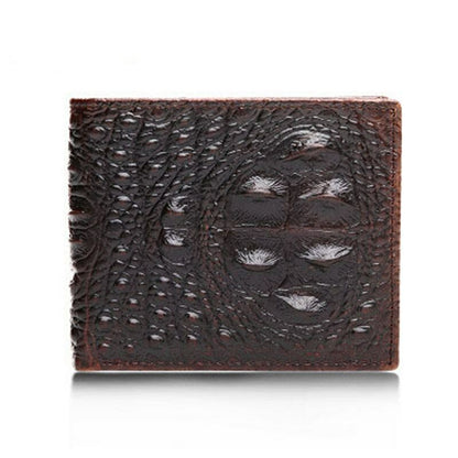 Men's Genuine Leather Wallet Bag Card&ID Clamps Purse Crocodile Pattern CashClip
