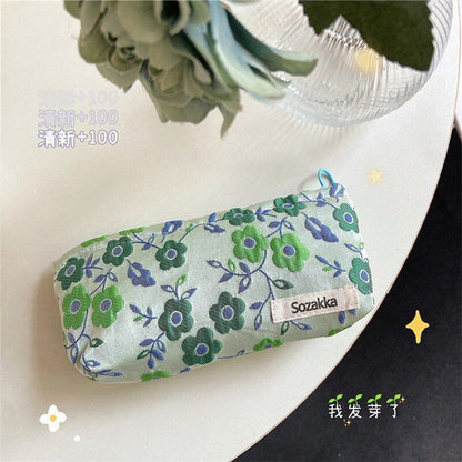 Vintage Flower Print Cosmetic Bag Makeup Case Zipper Pouch Lipsticks Brush Pouch
