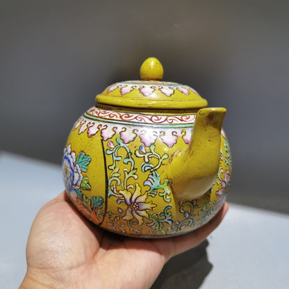 vintage chinese yixing purple clay teapot zisha painted flower bird teaware art