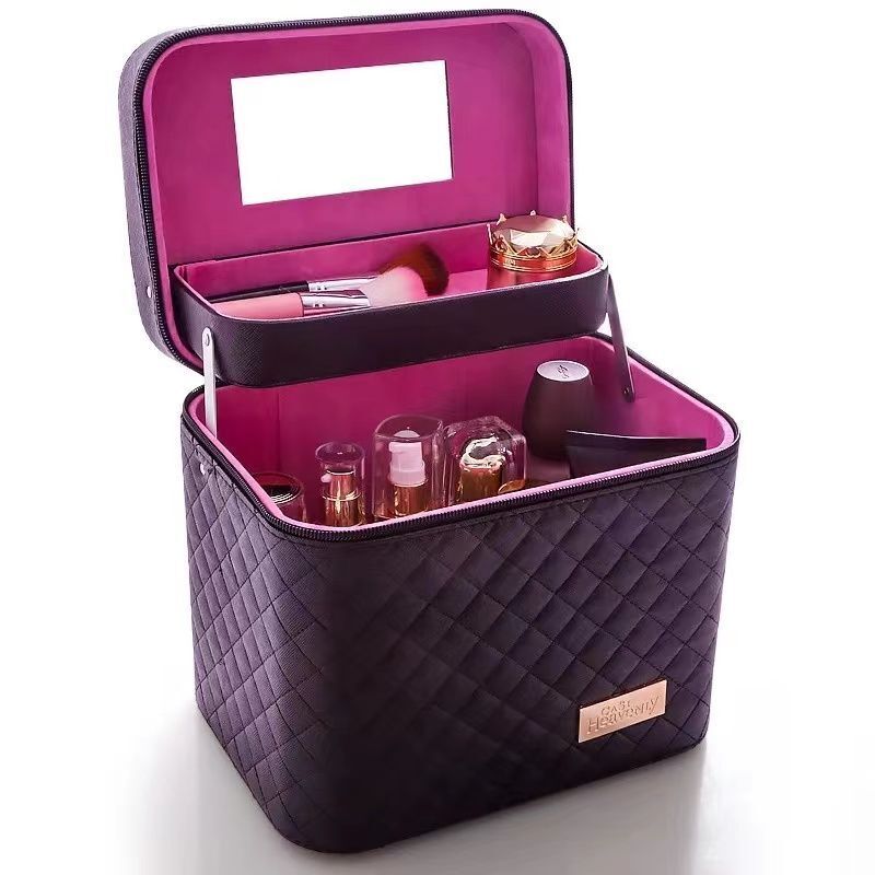 Large Capacity Makeup Cosmetic Bag Multilayer Storage Portable Make Up Suitcase