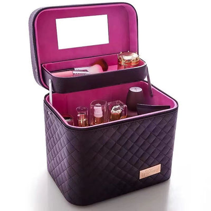 Large Capacity Makeup Cosmetic Bag Multilayer Storage Portable Make Up Suitcase