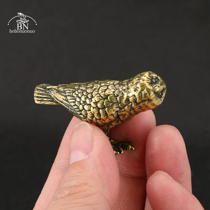 2022 NEW autumn Solid Brass Owl Miniature Figurines Retro Copper Animal Tea Pet