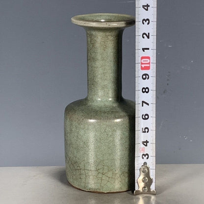 Antique Ru Ware Vase Crackle Glaze Mallet Shape Small Collectible Decor