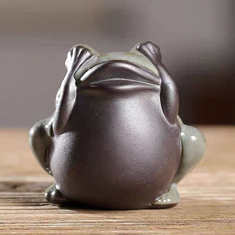 Painted Pottery Frog Tea Pet Quot Little Frog Purple Decoration Accessories