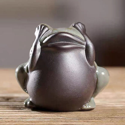 Painted Pottery Frog Tea Pet Quot Little Frog Purple Decoration Accessories