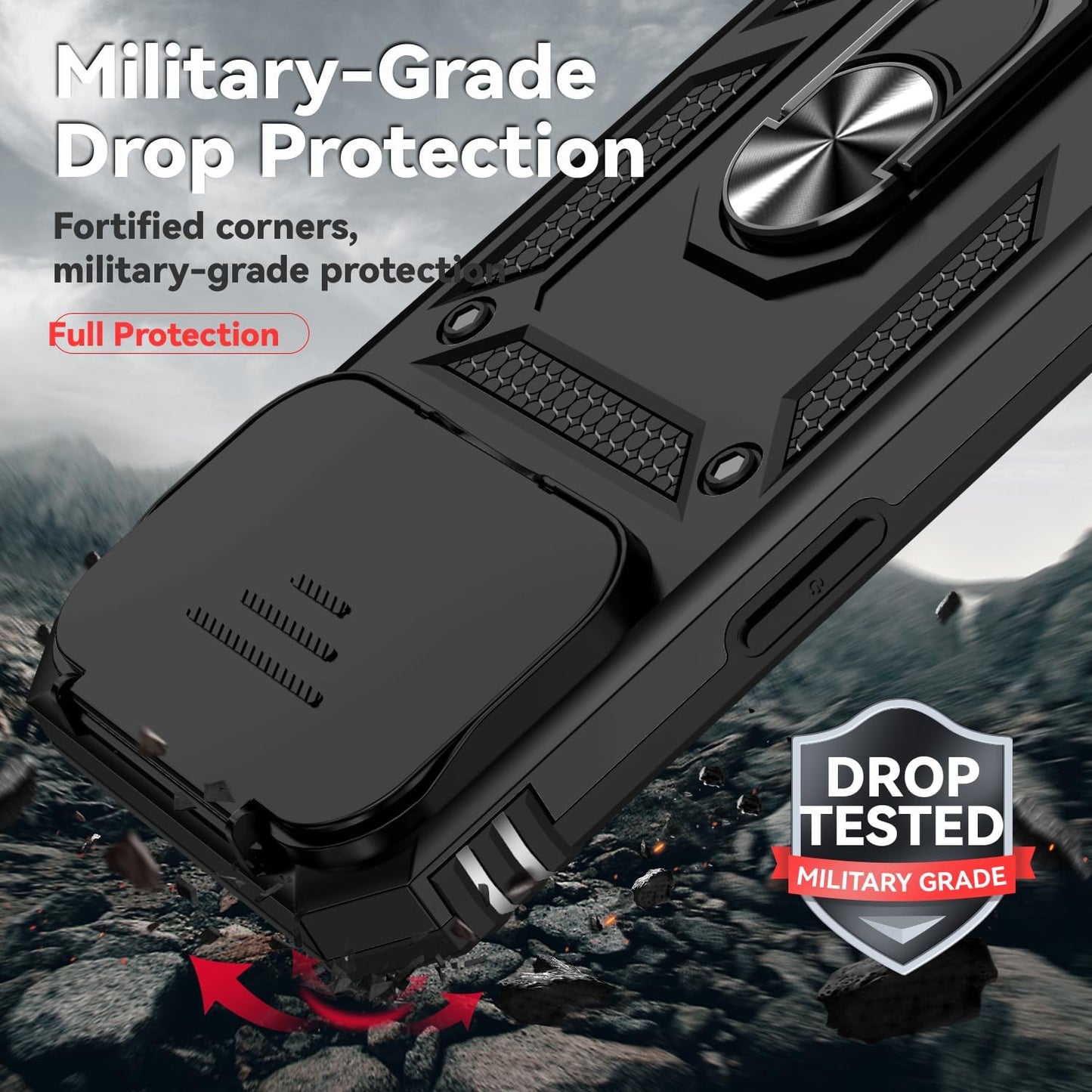 For Iphone 17 Pro Max Case, with Slide Camera Cover HD Screen Protector [Militar