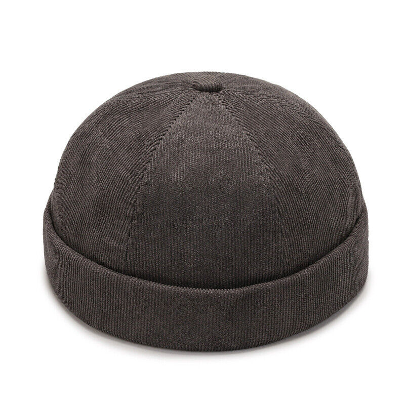 Men's Beanie Hats Retro Brimless Hat Hip-hop Rolled Cuff Skullcap Sailor Caps*
