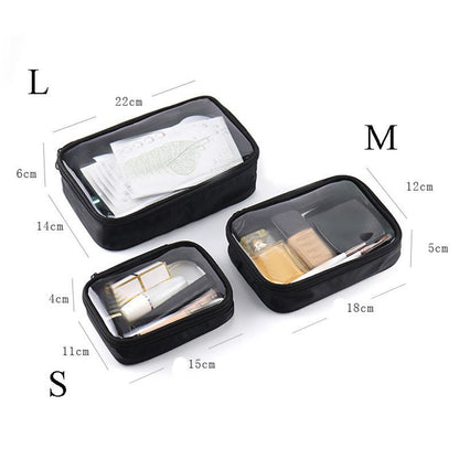 Black Transparent Traveling Cosmetic Bag Waterproof Makeup Storage Cosmetic Bags