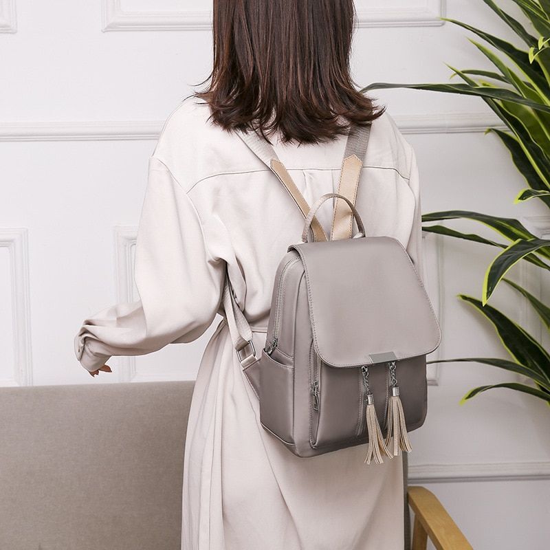 Backpack Shoulder Bag Oxford Traveling Student Book Purses Polyester 1 PC Khaki