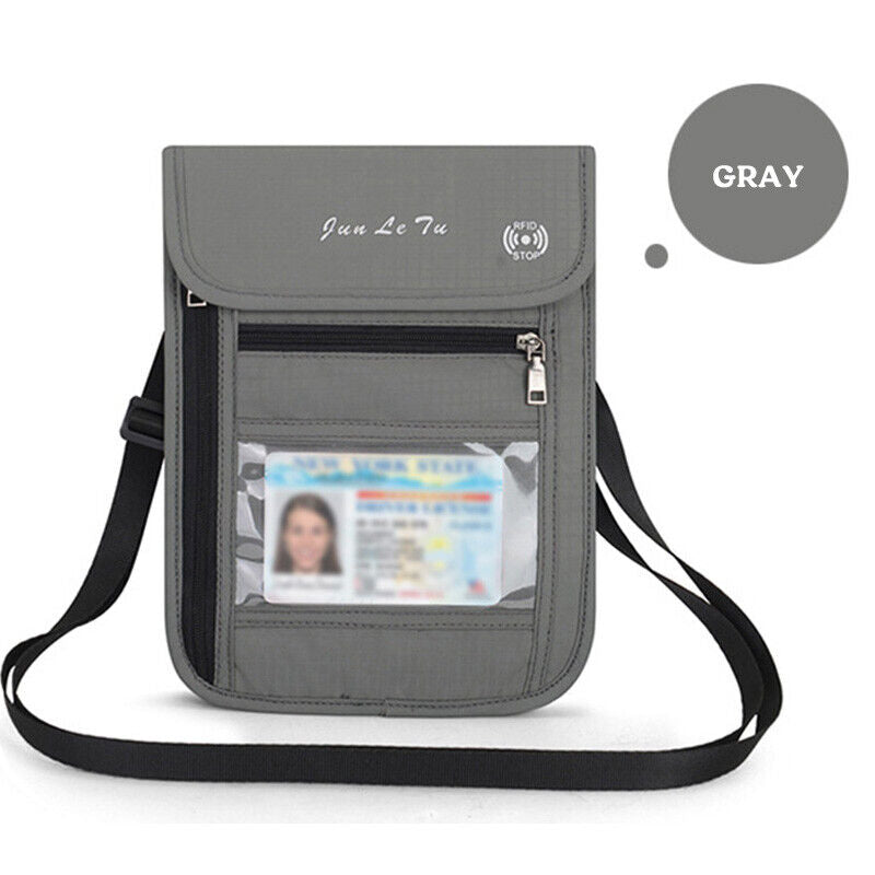 RFID Blocking Passport Holder Travel Wallet Bag Anti-theft Security Neck Pouch