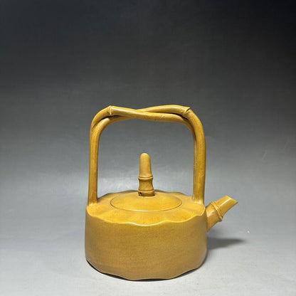 Chinese Yixing Zisha Clay Handmade Exquisite Teapot （双把提梁 底款：时大彬）