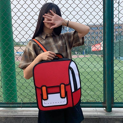 Women Backpack Cartoon School Bag Comic Bookbag Teenager Girls