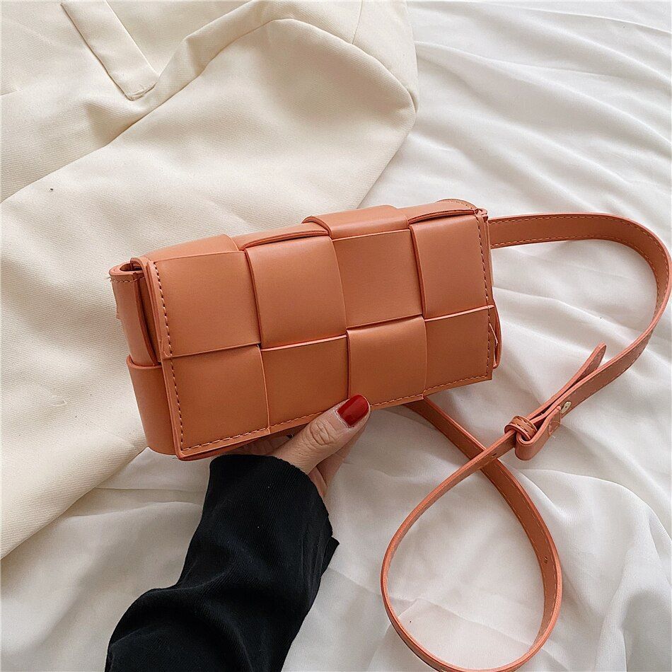 Weave Leather Mini Wallet Luxury Shoulder Bag Fanny Pack Purse Handbag 20*10*5CM