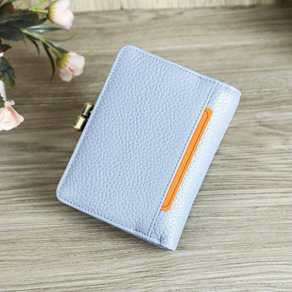 Kiss Lock Wallet RFID Genuine Leather Metal Frame Card Holder Coin Purse Handbag