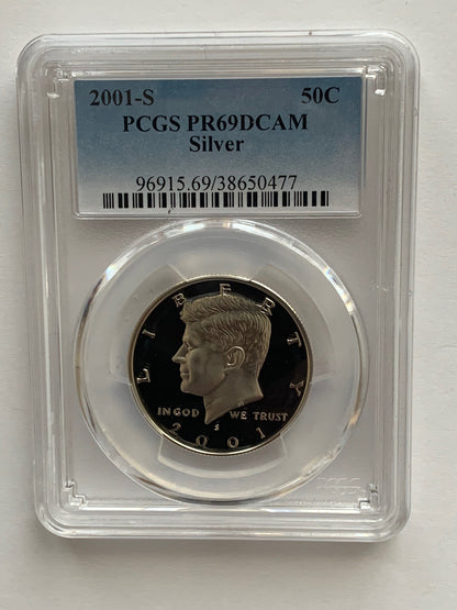 2001 S 50C Silver Kennedy Half Dollar PCGS PR69DCAM SILVER GEM Coin Money USA
