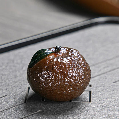 Chinese Resin Color Changing Tea Pet Orange Model Tea Figurine Ornament Tea Set