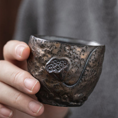Ceramic Tea Cup Crude Pottery Iron Rust Glaze Design Creative Antique Style Cups
