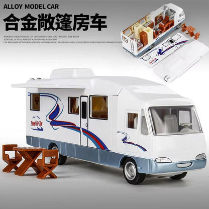 1:30 Diecast Luxury RV Recreational Vehicle Car Model Metal Camper Van Motorhome