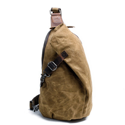 Waxed Canvas Sling Bag One Strap Backpack Rucksack Chest Pack Single Strap