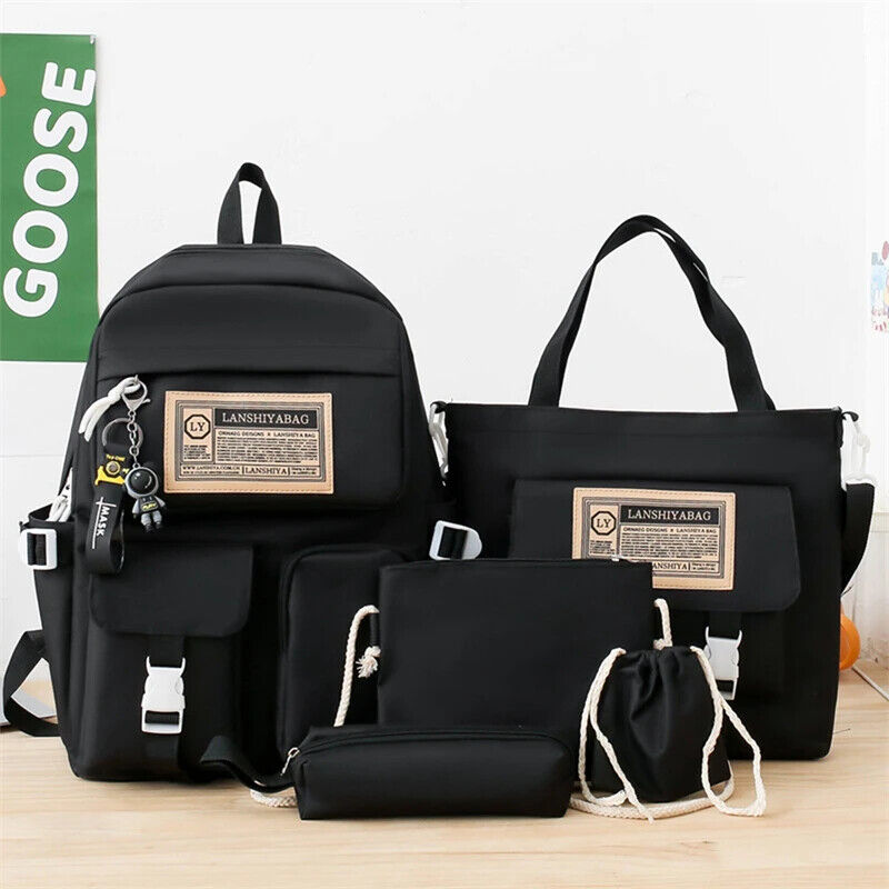 5pcs Sets Children's School Backpack Women's Bagpack Laptop Bag Students Totes