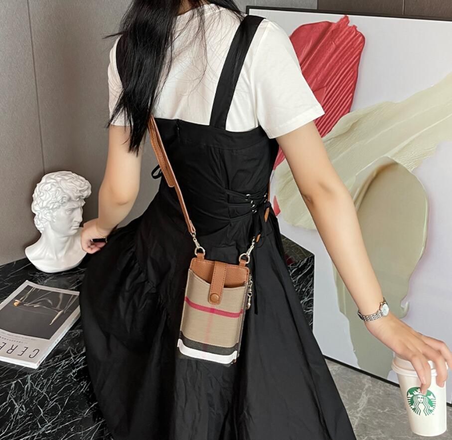 Synthetic Leather Phone Bag Plaid Messenger Small Shoulder Pouch Crossbody Purse