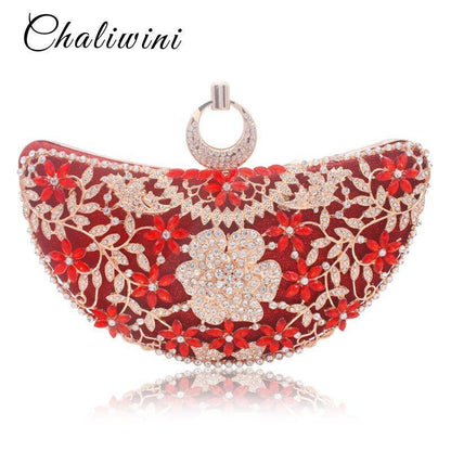 Women Clutch Luxury Bag Hollow Metal Sequined Shoulder Bag Crystal Handbag Purse